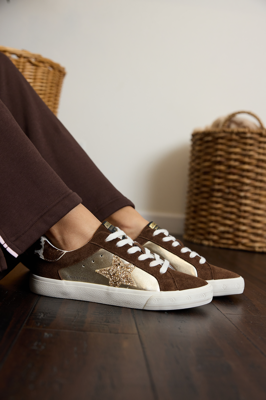 BROWN SUEDE/GOLD FOIL Vintage Havana GRANDE - BROWN SUEDE/GOLD FOIL