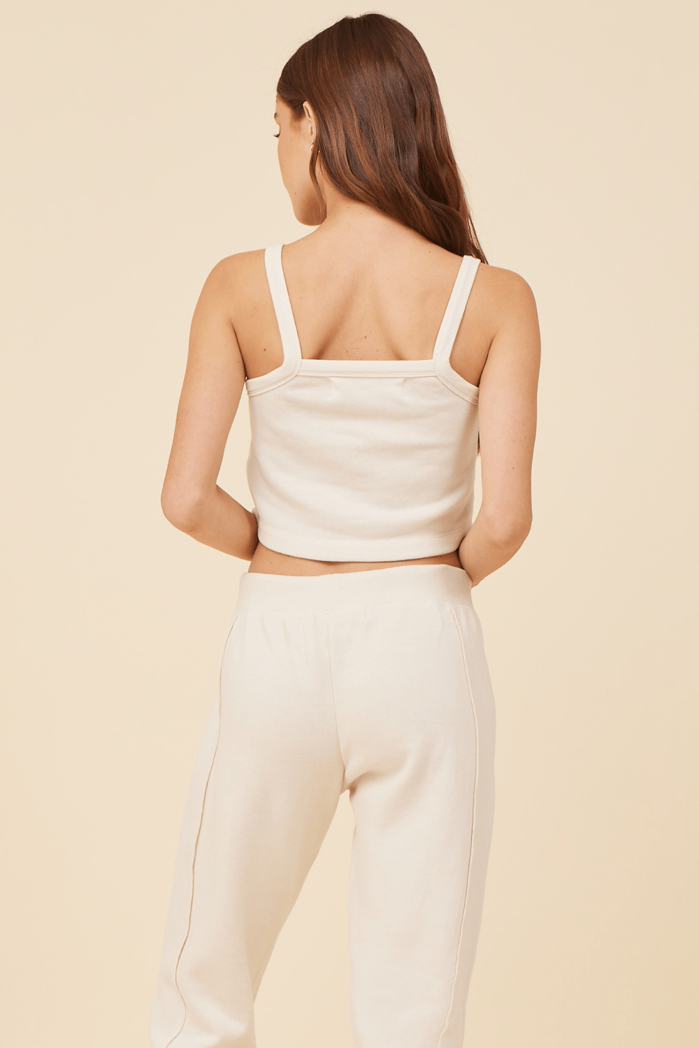 Coconut White Vintage Havana Coconut White Solid Burnout Fleece Tank