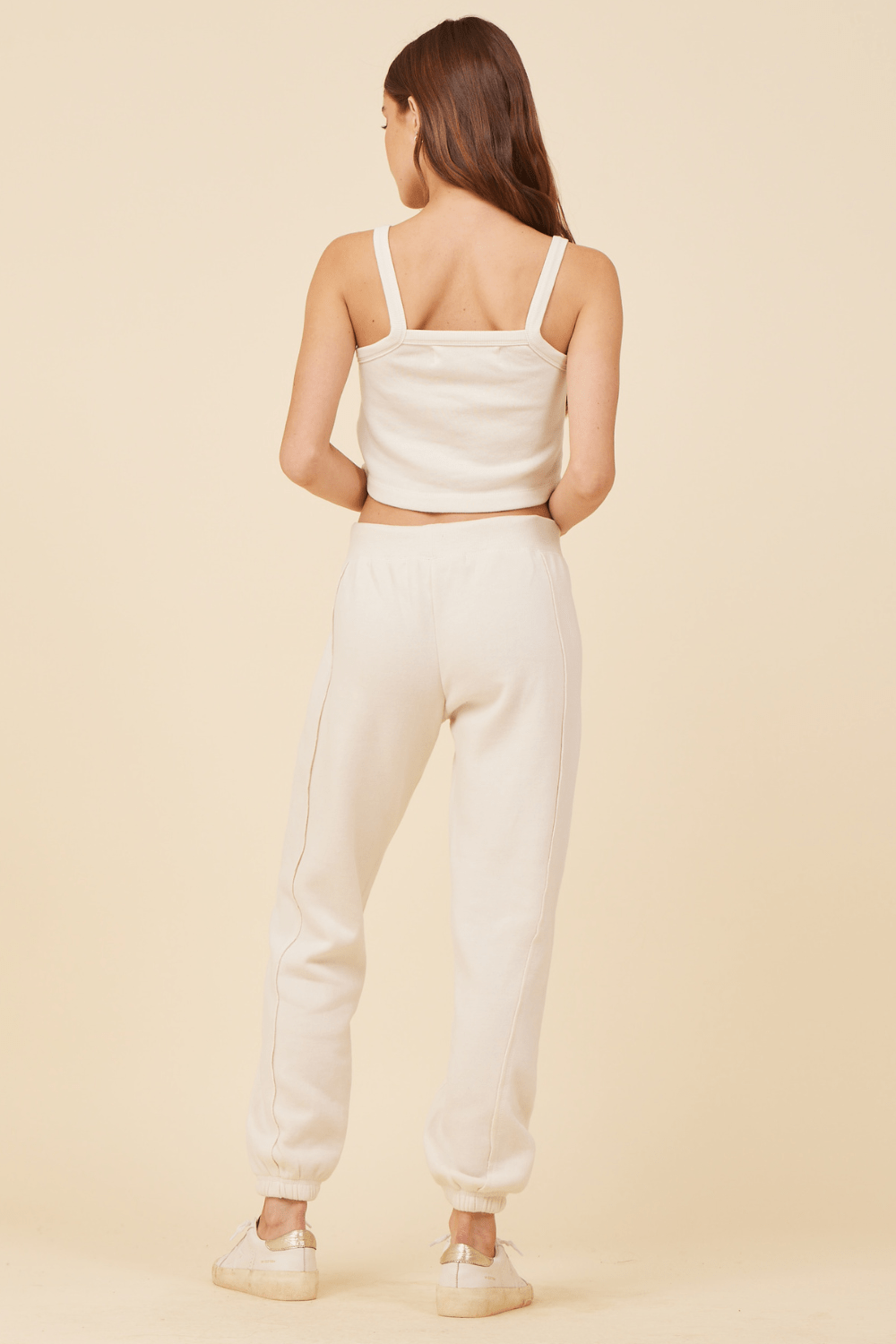 Coconut White Vintage Havana Coconut White Solid Burnout Fleece Tank