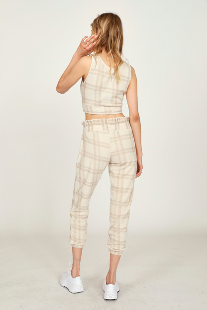 WINTER PLAID Vintage Havana Winter Plaid Reverse Burnout Crop Top