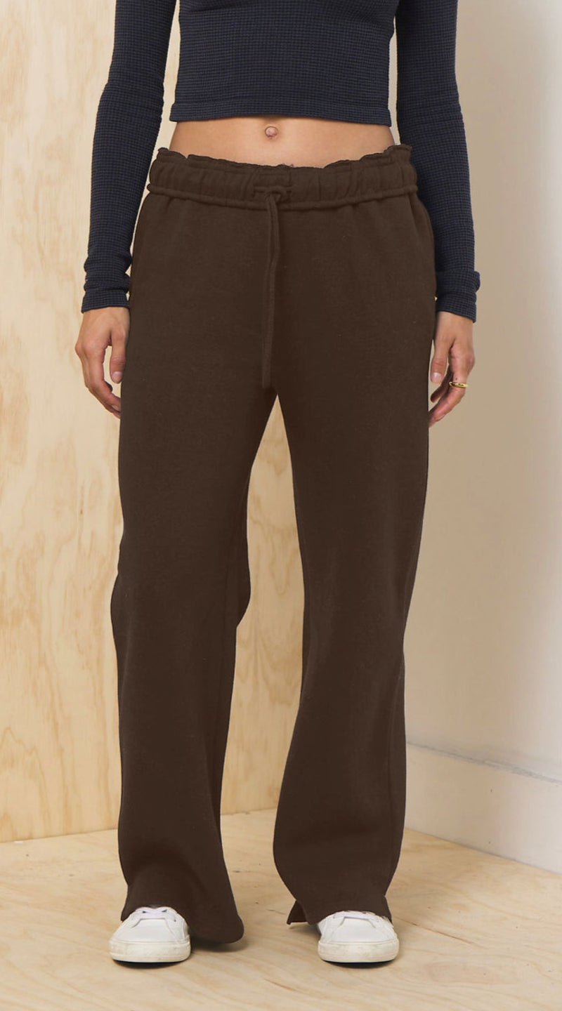Chocolate Vintage Havana Proweave Fold Over Sweatpants - Chocolate