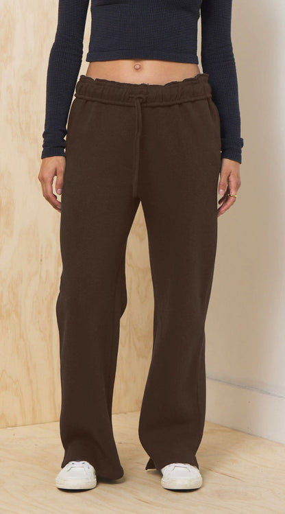 Chocolate Vintage Havana Proweave Fold Over Sweatpants - Chocolate