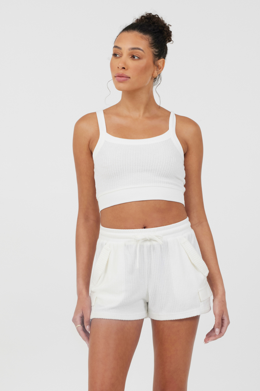 White Vintage Havana White Cord Terry Tank