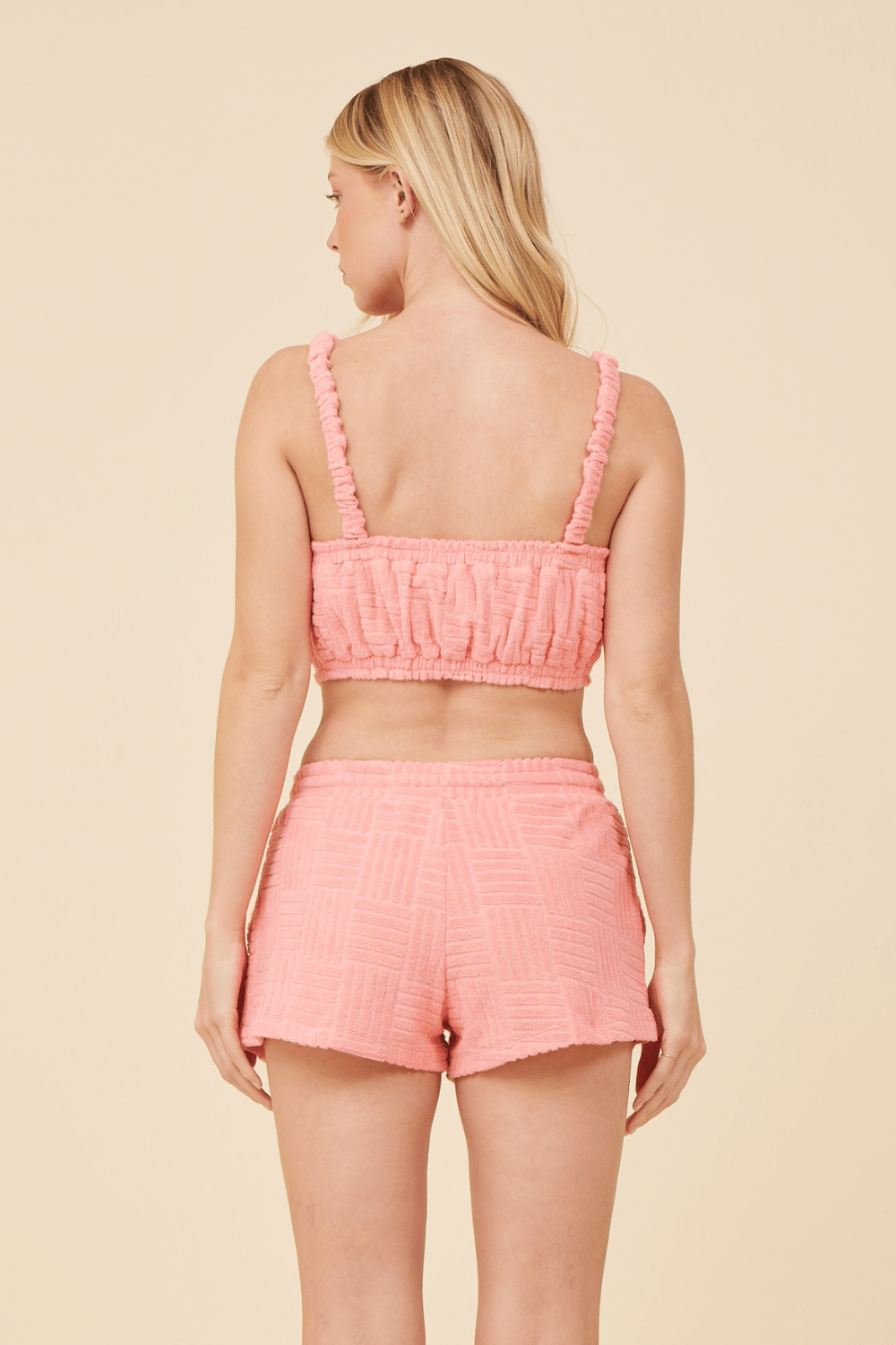 Coral Vintage Havana Coral Corded Terry Cropped Tank