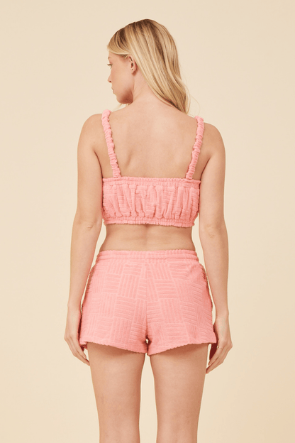 Coral Vintage Havana Coral Corded Terry Cropped Tank