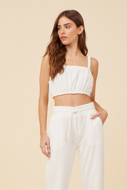 Warm White Vintage Havana Warm White Corded Terry Cropped Tank