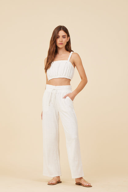 Warm White Vintage Havana Warm White Corded Terry Cropped Tank