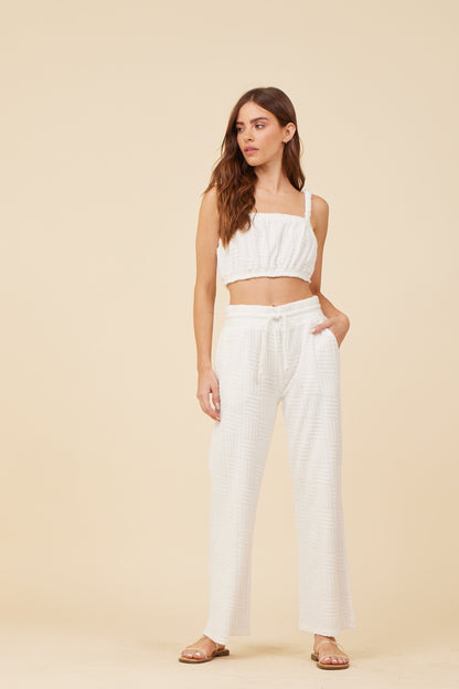 Warm White Vintage Havana Warm White Corded Terry Cropped Tank
