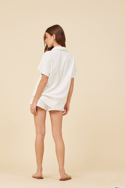 Warm White Vintage Havana Warm White Corded Terry Shorts
