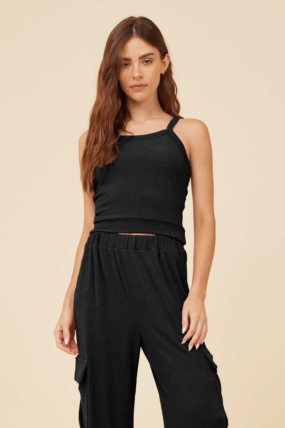 Black Vintage Havana Black Knit Terry Tank