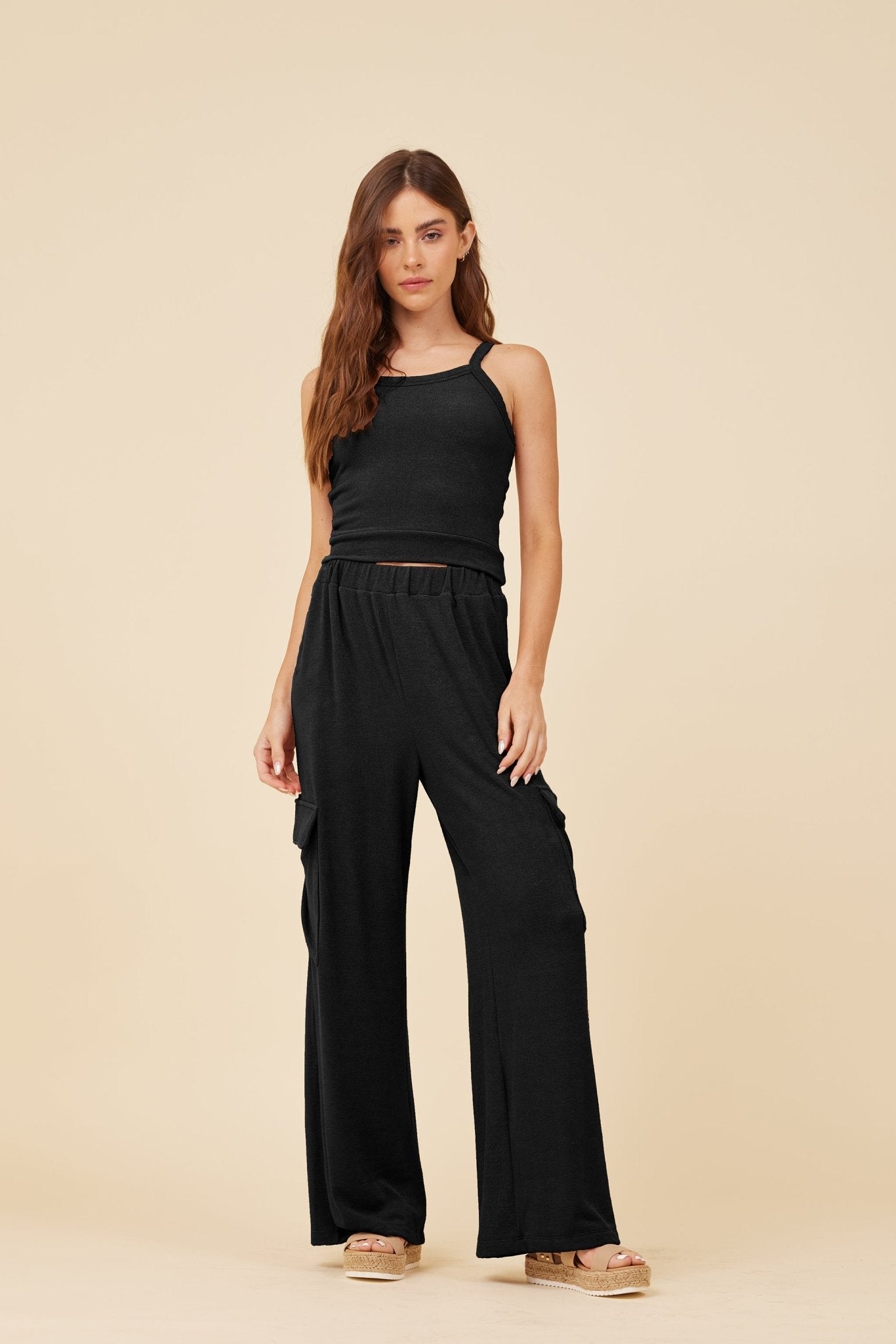 Black Vintage Havana Black Knit Terry Tank