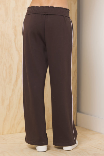 Espresso w/ Pink Vintage Havana Teddy Fleece Wide Leg Pant