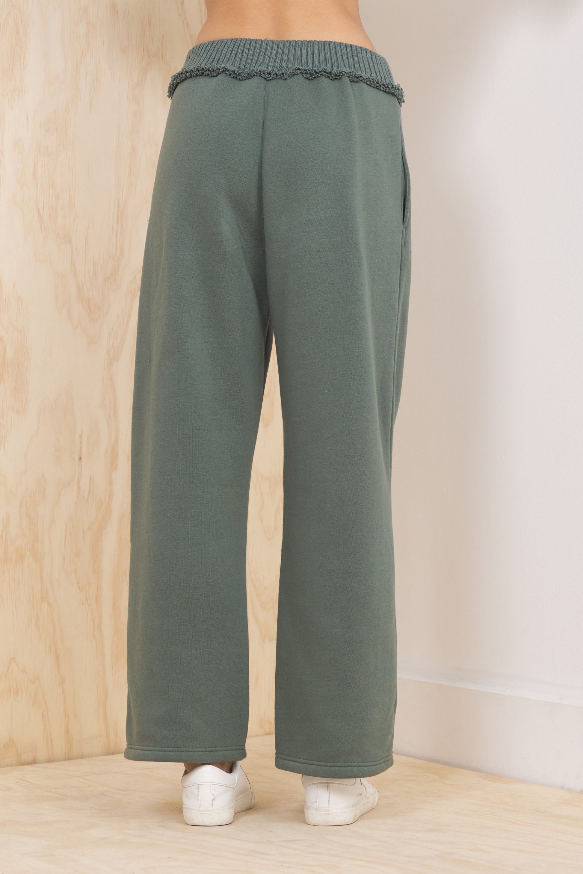 Olive Vintage Havana Fleece Pant with Rib Waistband - Olive