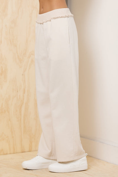 Bone Vintage Havana Fleece Pant with Rib Waistband - Bone