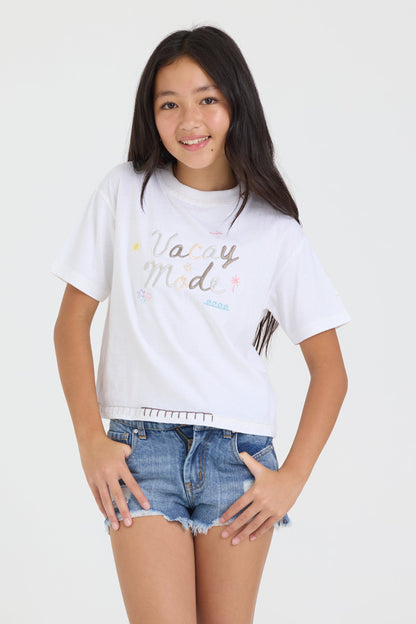 Vintage Havana Kids Vacay Mode Embroidered Crochet Stitch Boxy Tee