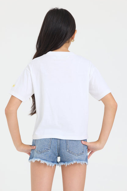 Vintage Havana Kids Vacay Mode Embroidered Crochet Stitch Boxy Tee
