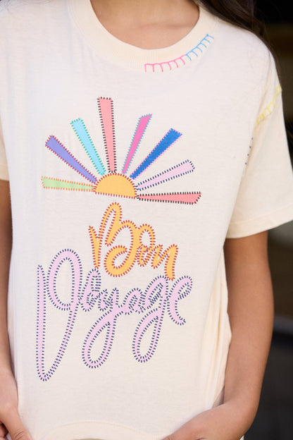 Vintage Havana Kids Bon Voyage Print Crochet Stitch Boxy Tee