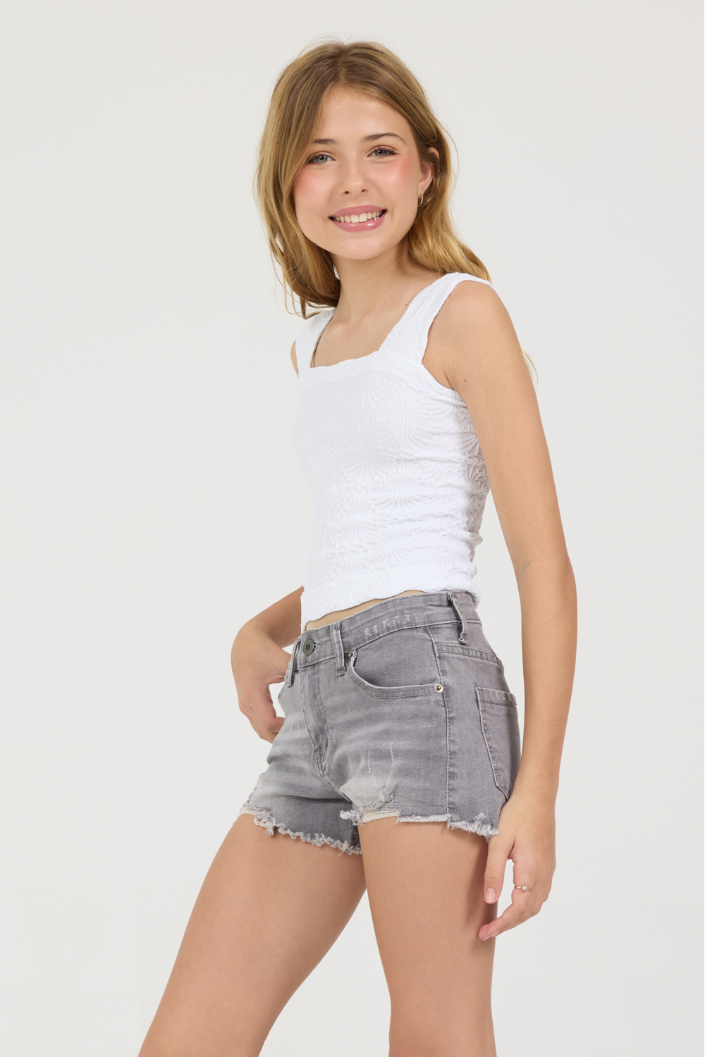 Black Vintage Havana Kids Textured Seamless Tank Top