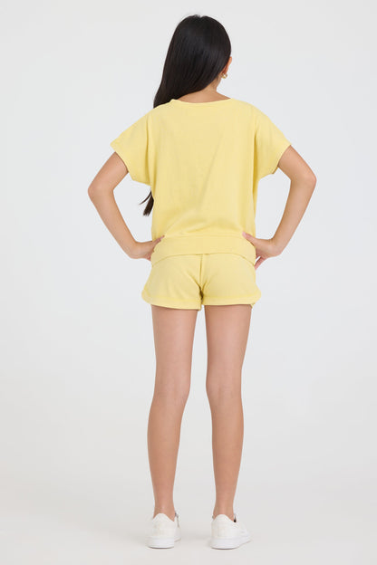 Vintage Havana Kids Garment Dye Short with Smile Embroidery