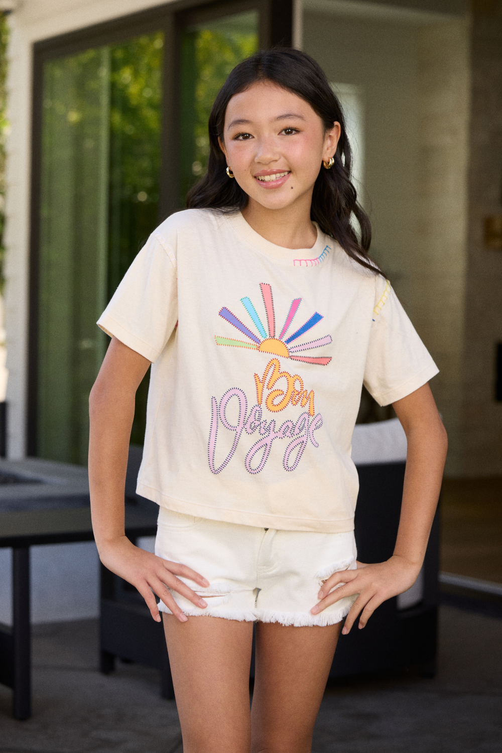 Vintage Havana Kids White Bon Voyage Stitch Tee