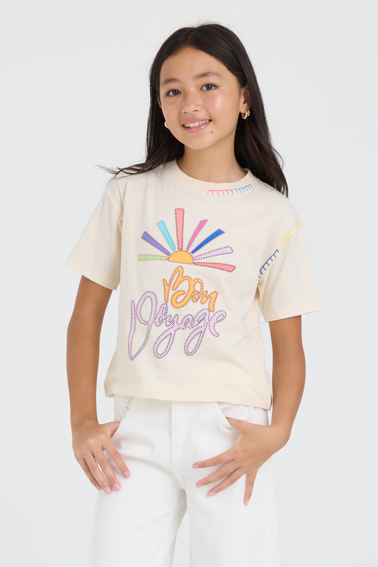 Vintage Havana Kids White Bon Voyage Stitch Tee