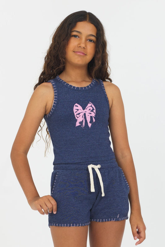 Navy Vintage Havana Navy Bow Stitch Tank