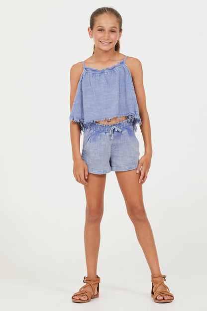 Plush Blue Vintage Havana Plush Blue Washed Texture Flow Tank