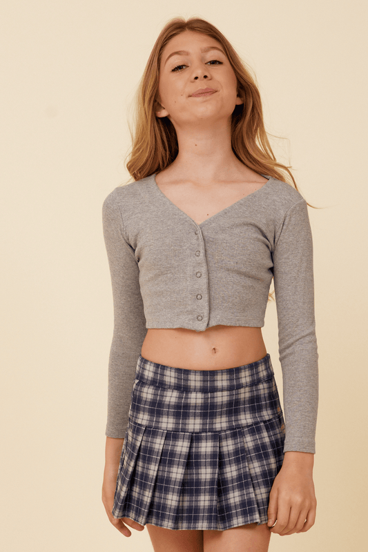 Classic Grey Vintage Havana Classic Grey Ribbed Snap Button Cardigan