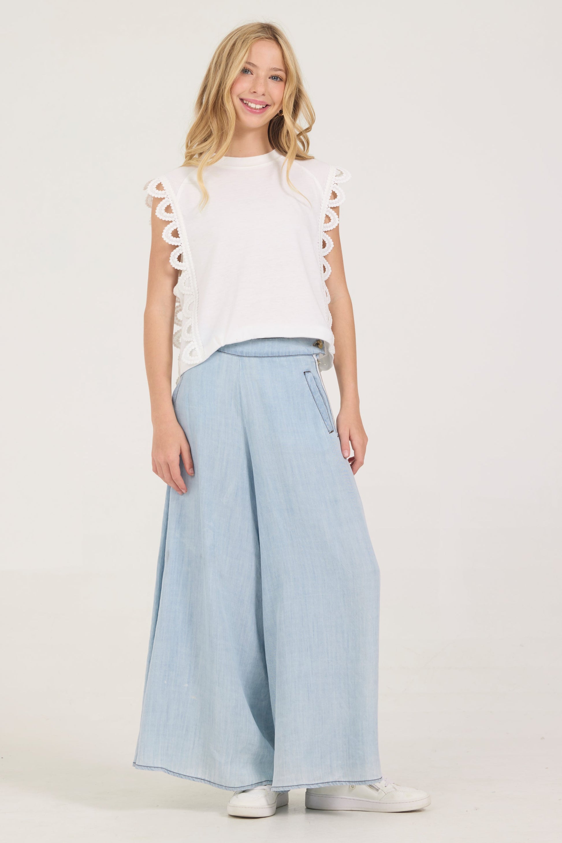 Light Wash Vintage Havana Kids Faux Denim Elastic Pant