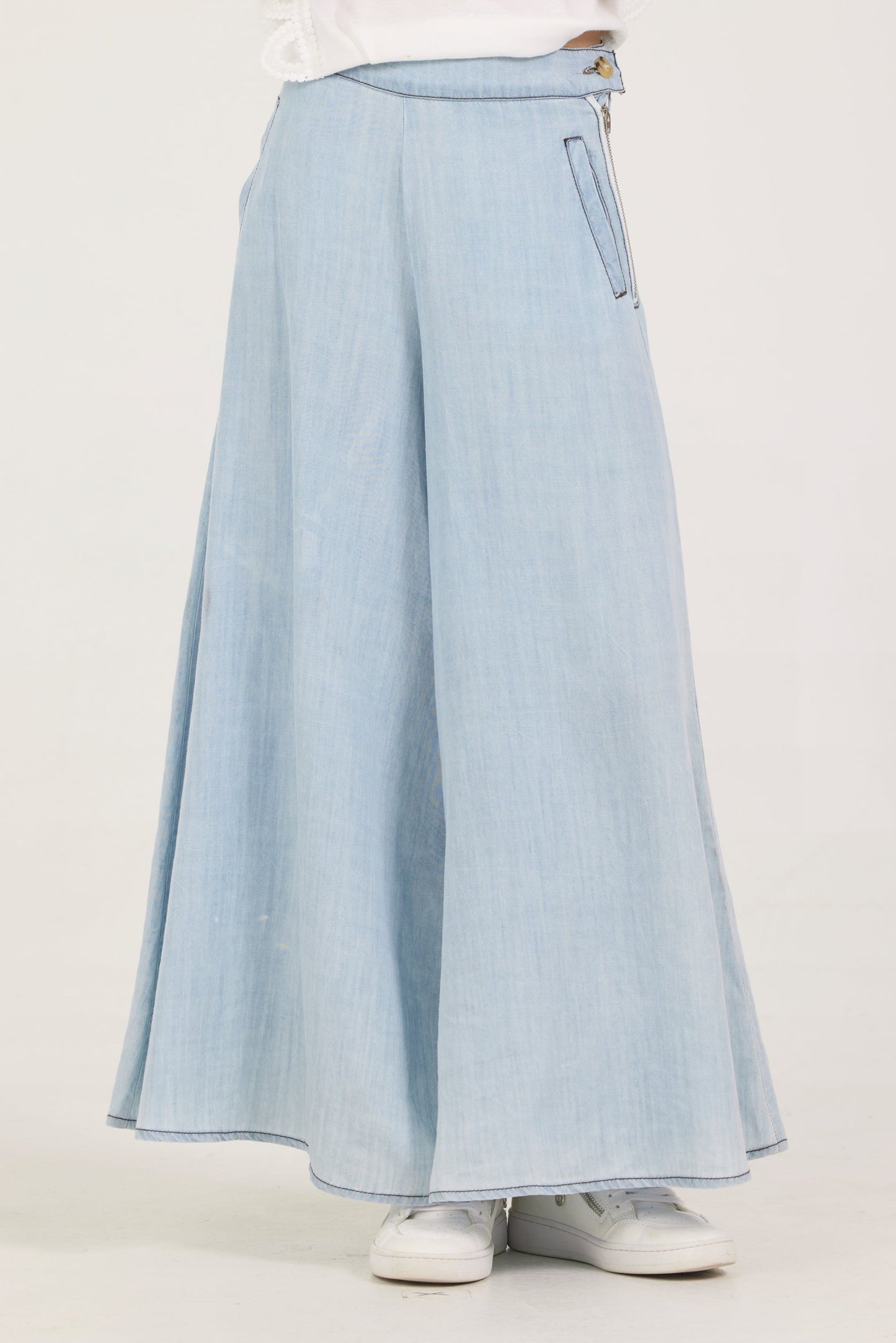 Light Wash Vintage Havana Kids Faux Denim Elastic Pant