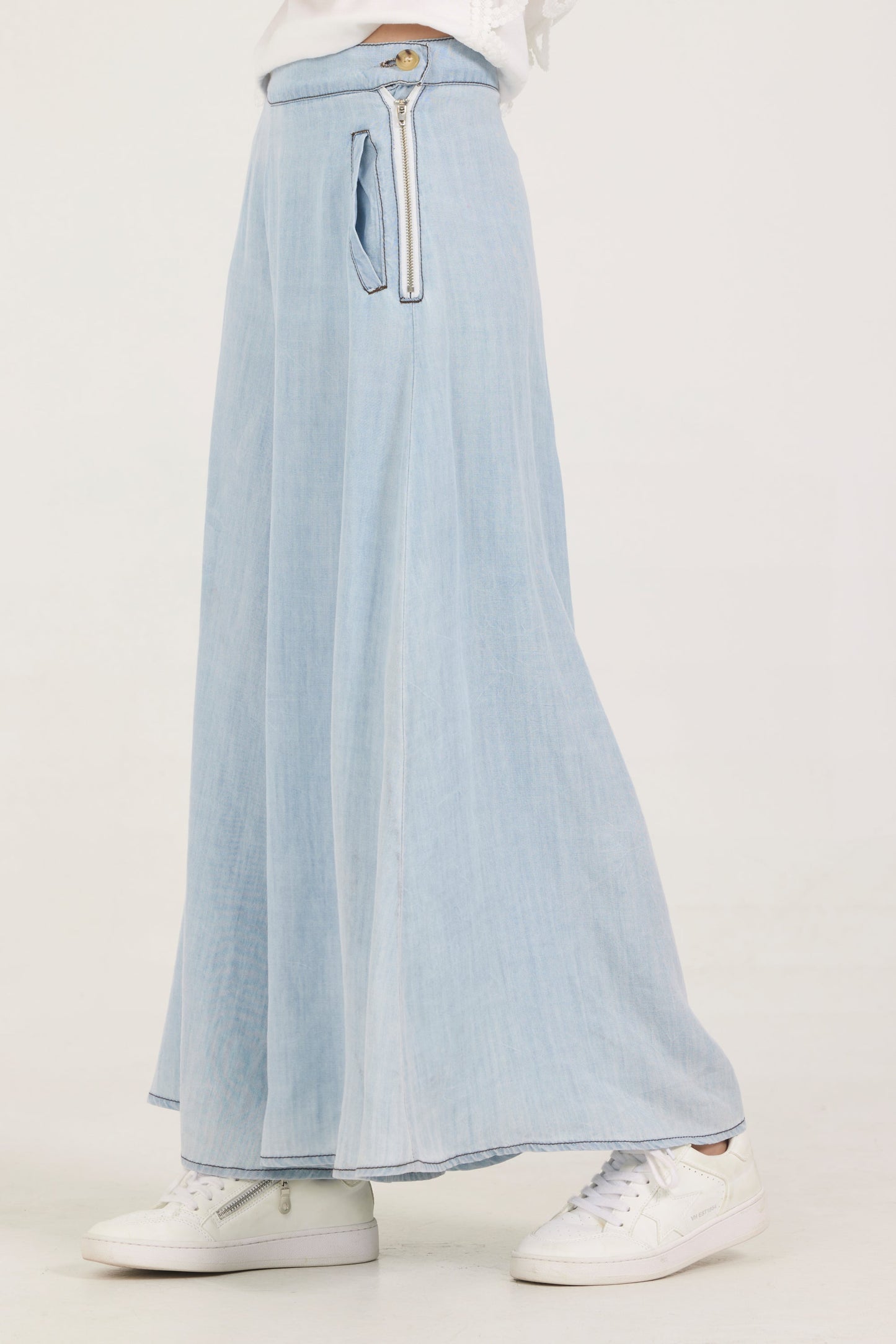Light Wash Vintage Havana Kids Faux Denim Elastic Pant