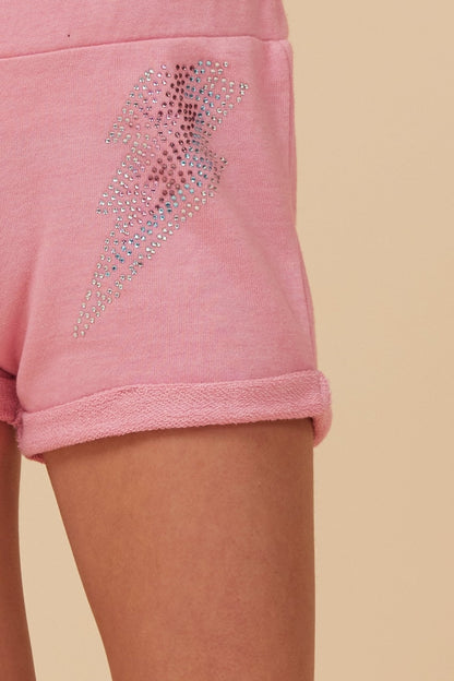 Pink Vintage Havana Bright Pink Studded Short