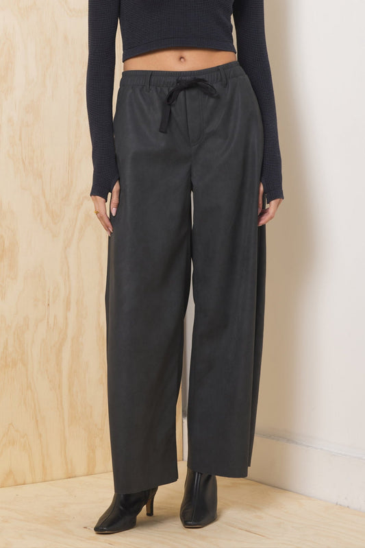 Asphalt Vintage Havana Faux Leather Wide Leg Pant