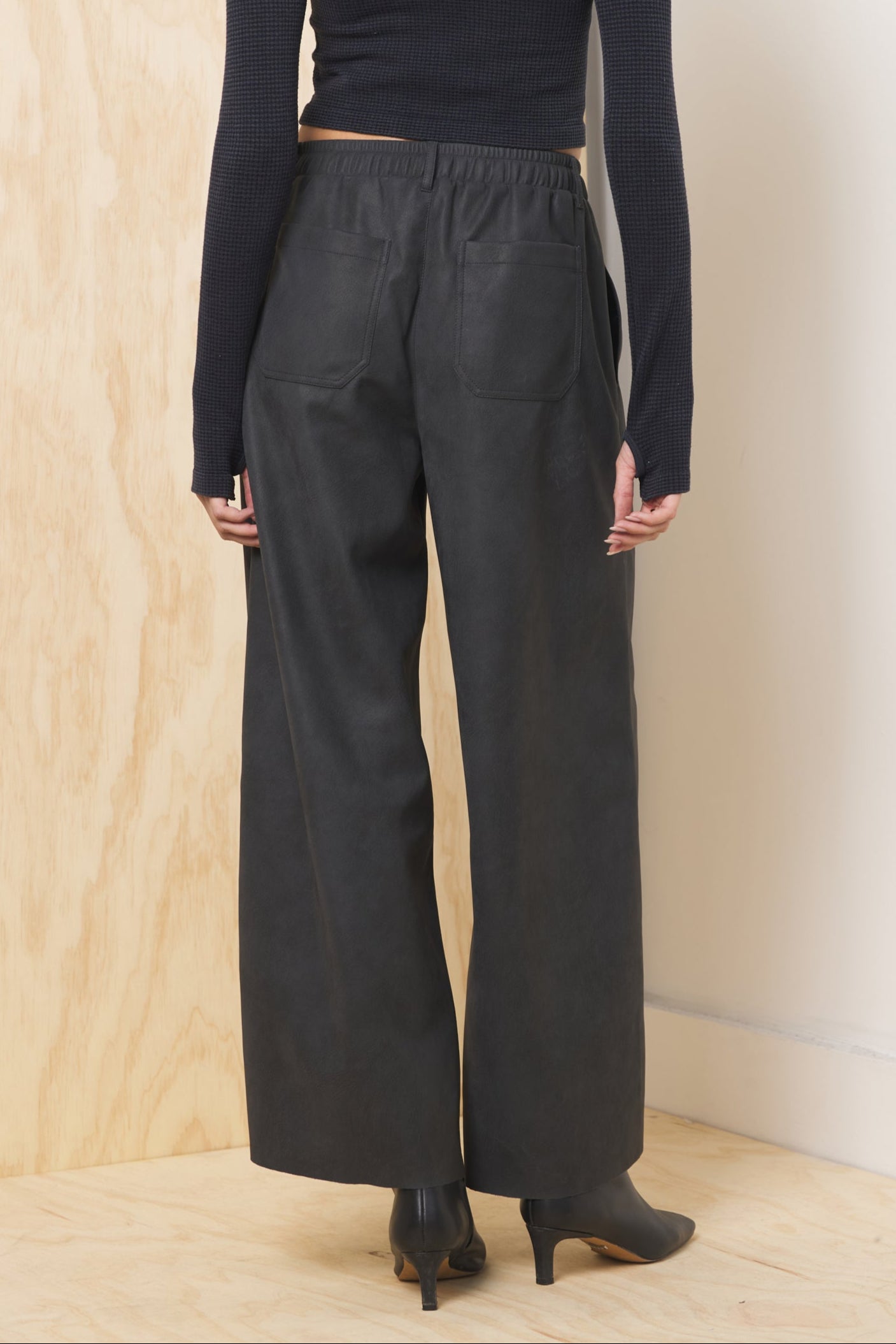 Asphalt Vintage Havana Faux Leather Wide Leg Pant