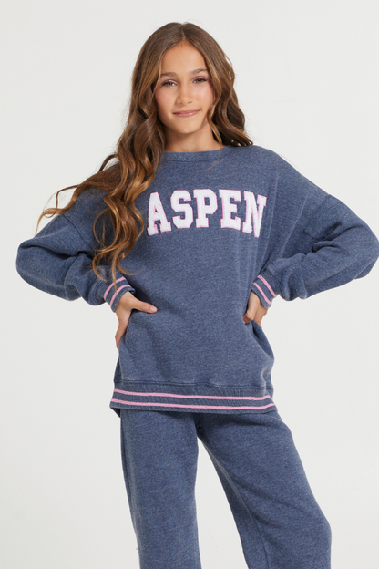 Navy Vintage Havana Kids Navy Aspen Patch Crew