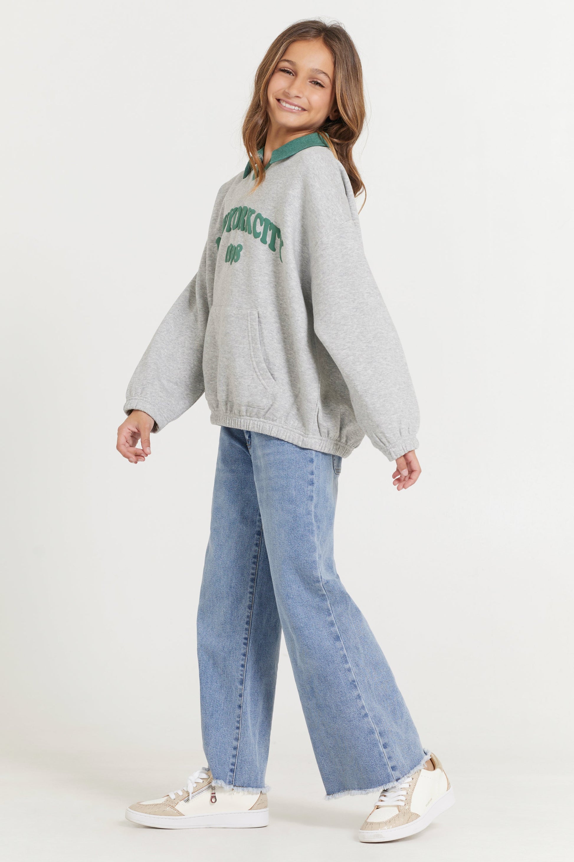 Hunter Grey Vintage Havana Kids Hunter Green and Grey NYC Oversized Polo