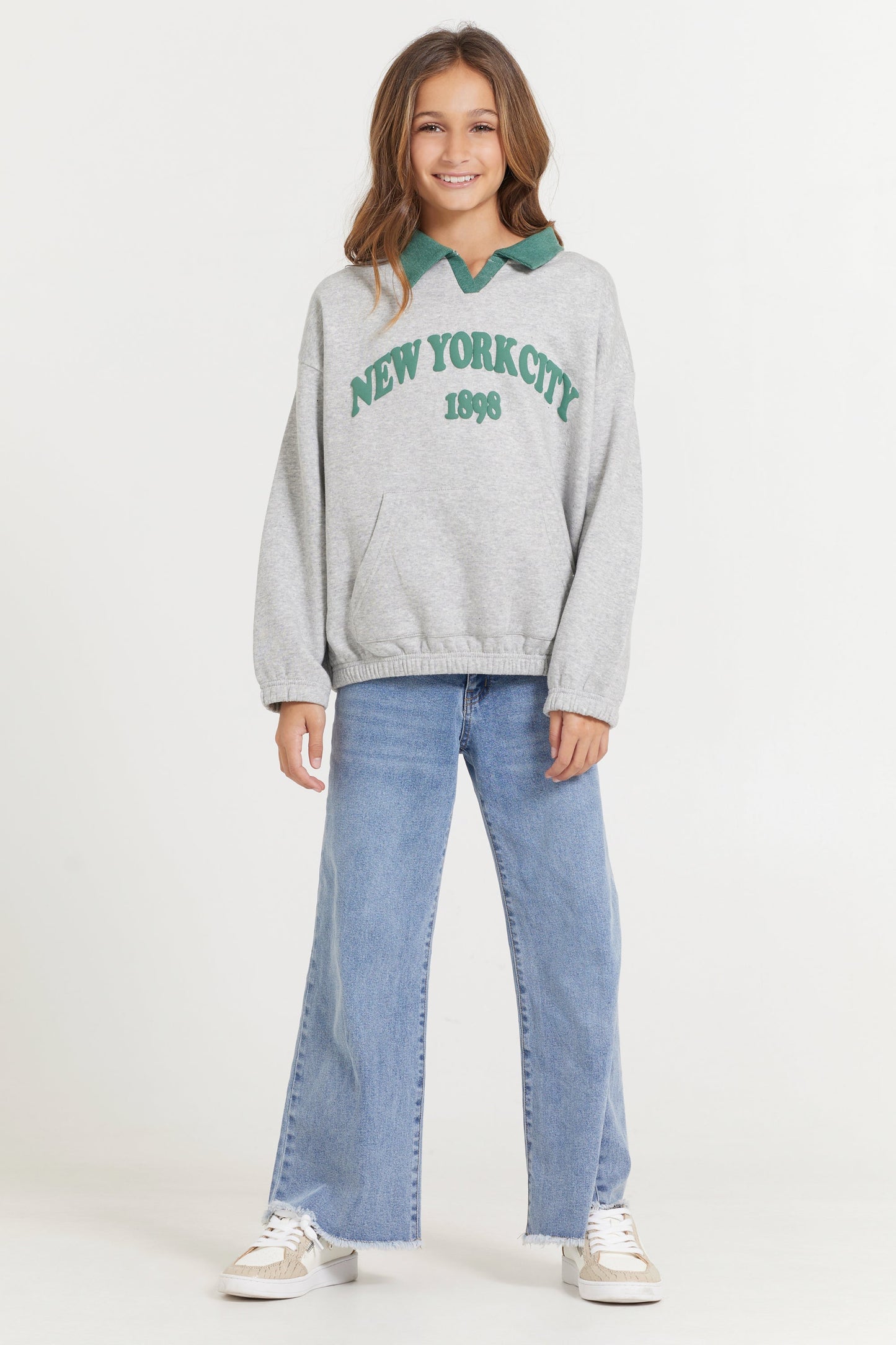 Hunter Grey Vintage Havana Kids Hunter Green and Grey NYC Oversized Polo