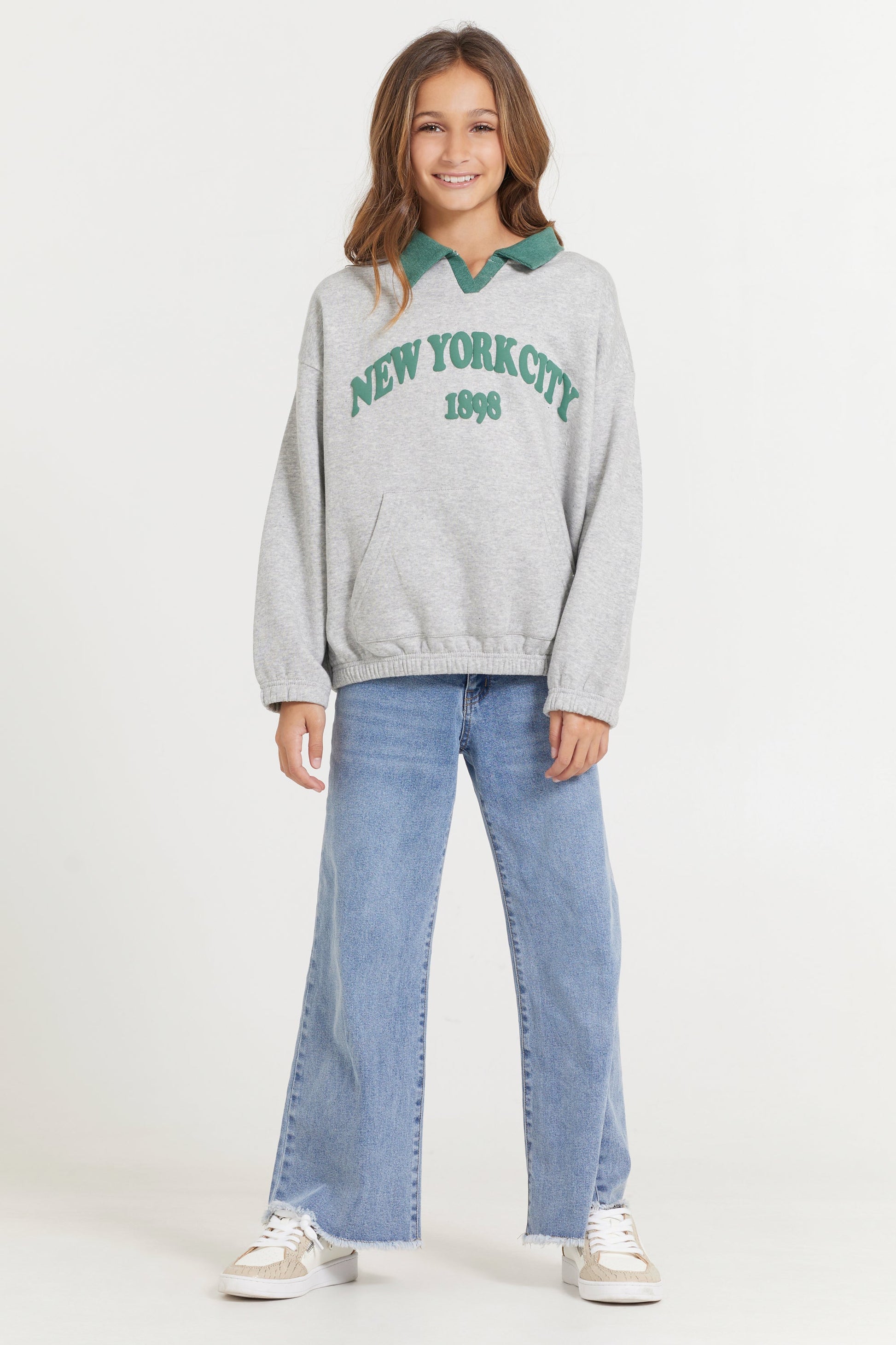 Hunter Grey Vintage Havana Kids Hunter Green and Grey NYC Oversized Polo