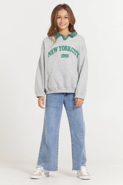 Hunter Grey Vintage Havana Kids Hunter Green and Grey NYC Oversized Polo