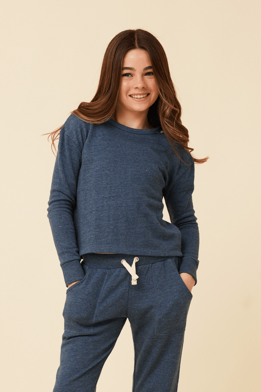 NAVY Vintage Havana Distressed Neckline Crewneck