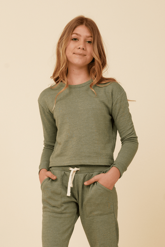 SAGE Vintage Havana Distressed Neckline Crewneck