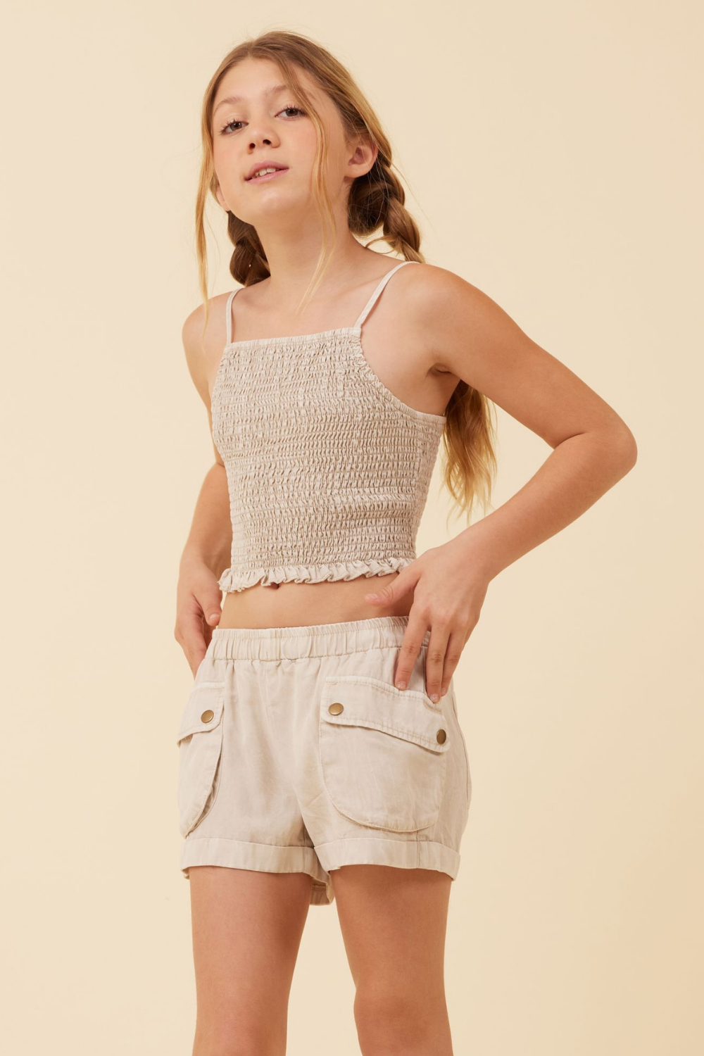 Soft Tan Vintage Havana Soft Tan Streaky Tencel Rushed Tank Top
