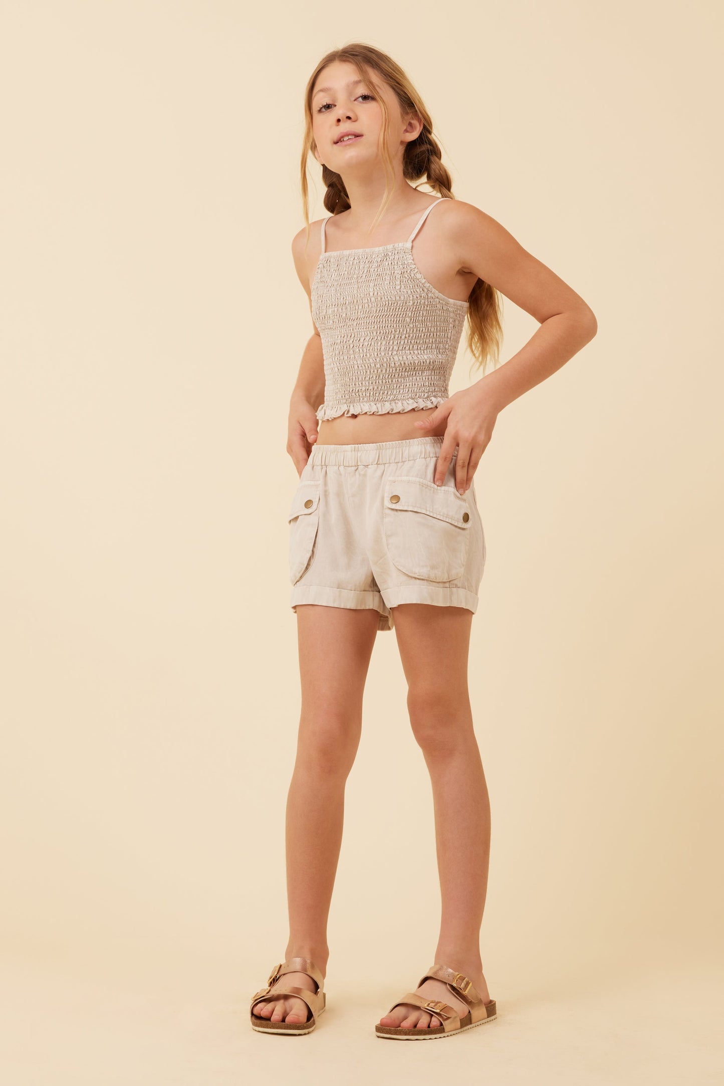 Soft Tan Vintage Havana Soft Tan Streaky Tencel Rushed Tank Top