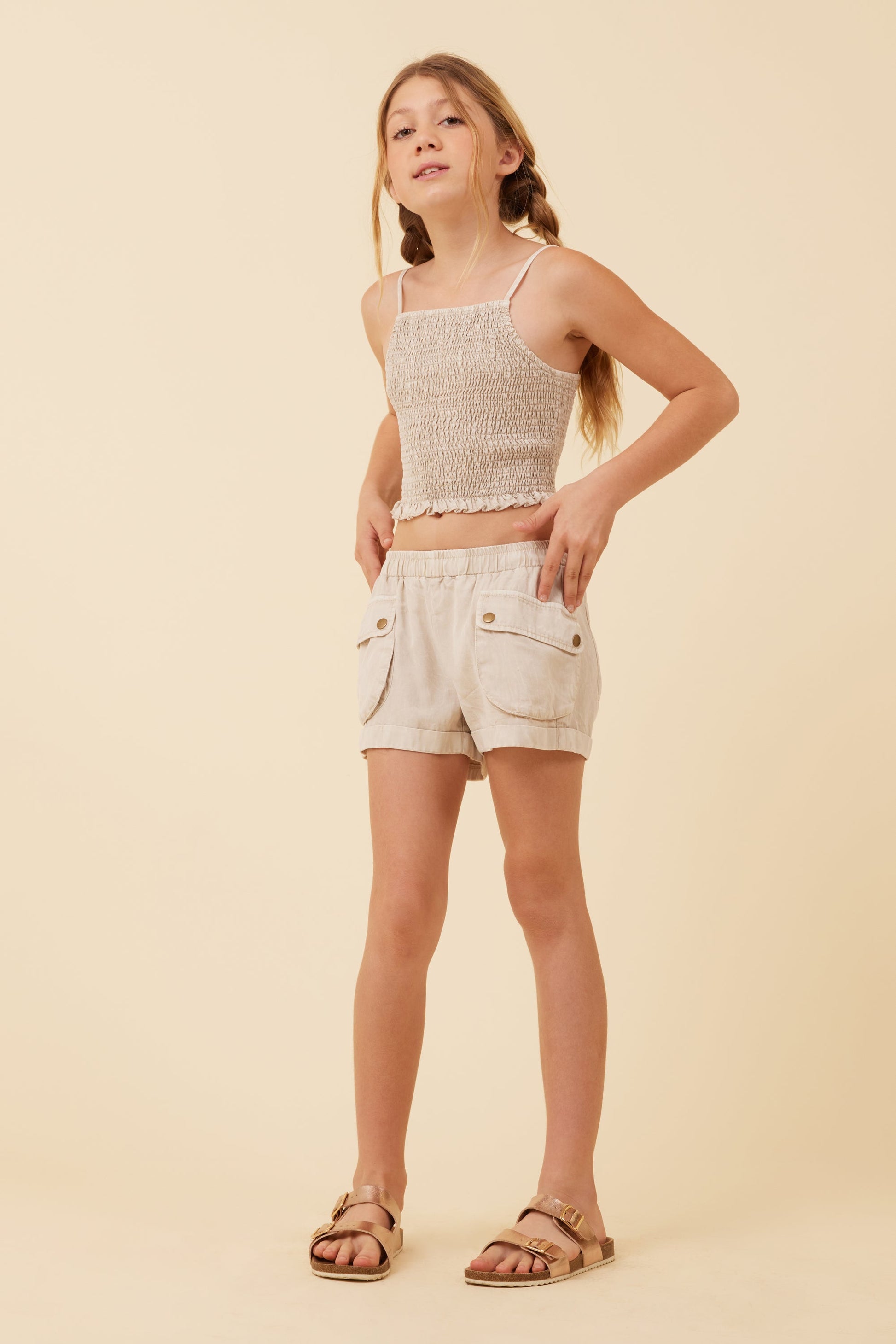 Soft Tan Vintage Havana Soft Tan Streaky Tencel Rushed Tank Top