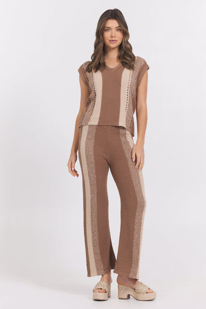 Mocha Latte Stripe Vintage Havana Striped Sweater Tank