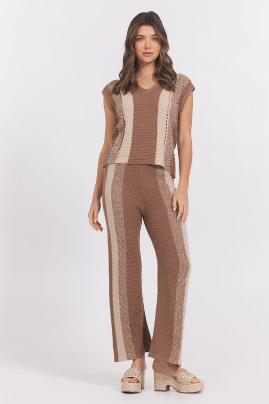 Mocha Latte Stripe Vintage Havana Striped Sweater Tank