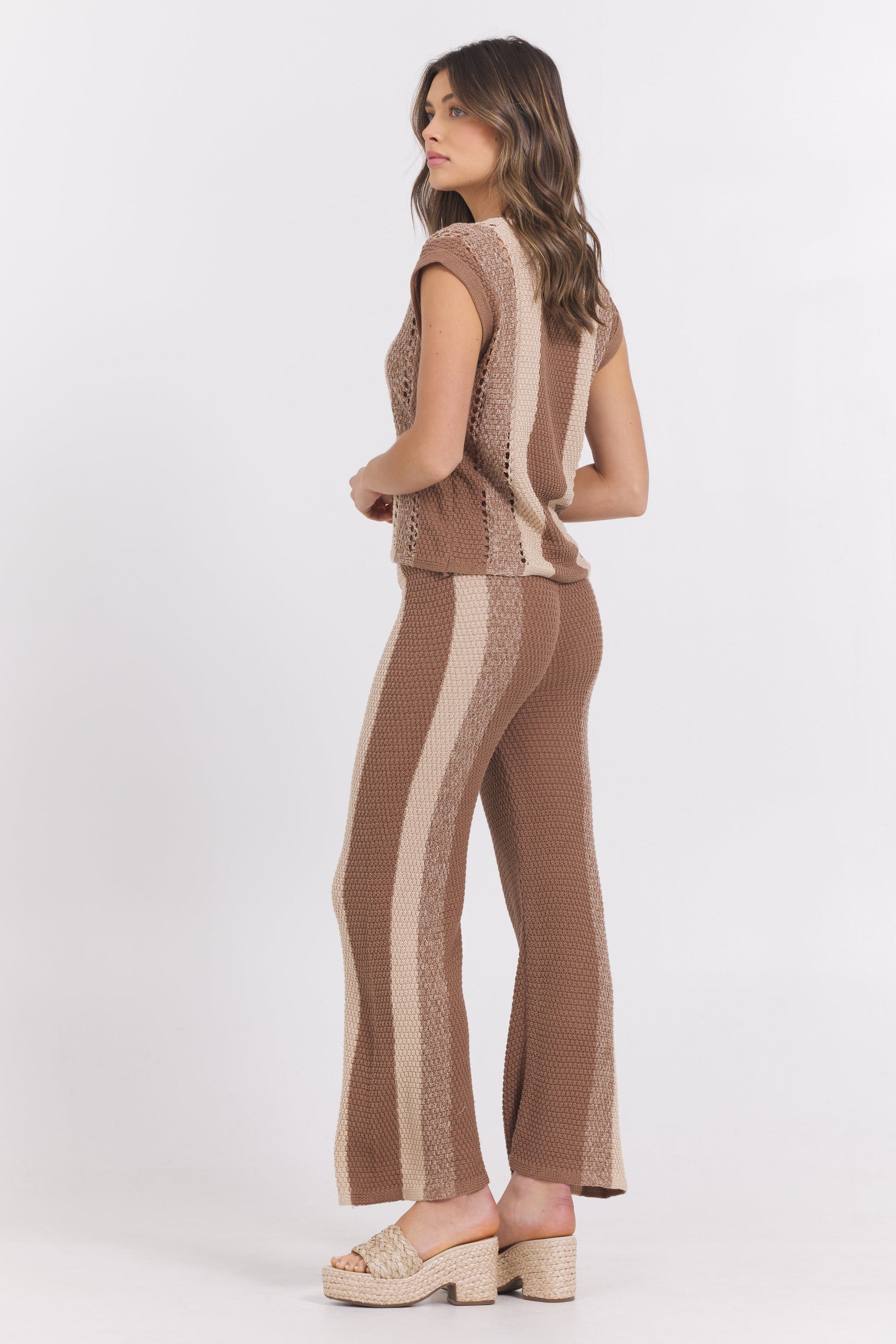 Mocha Latte Stripe Vintage Havana Striped Sweater Tank