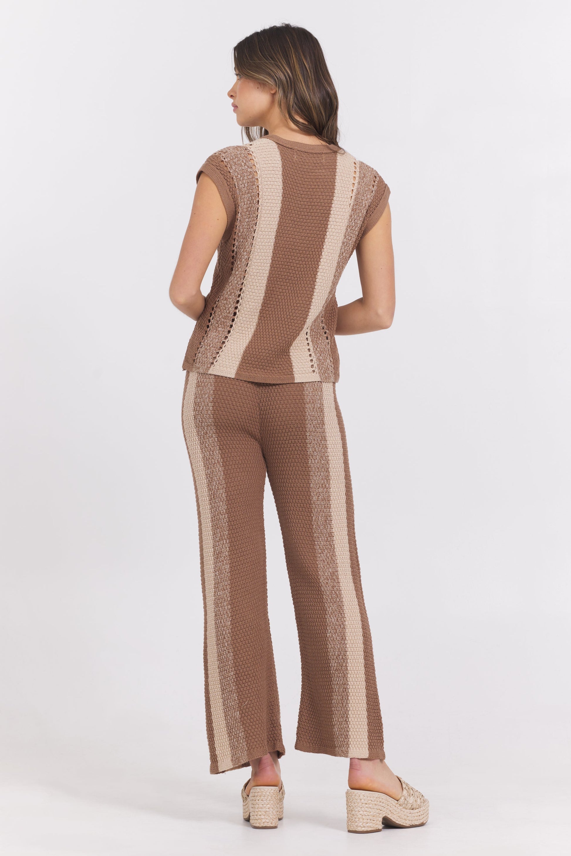Mocha Latte Stripe Vintage Havana Striped Sweater Tank
