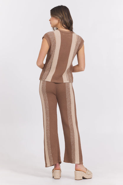 Mocha Latte Stripe Vintage Havana Striped Sweater Tank