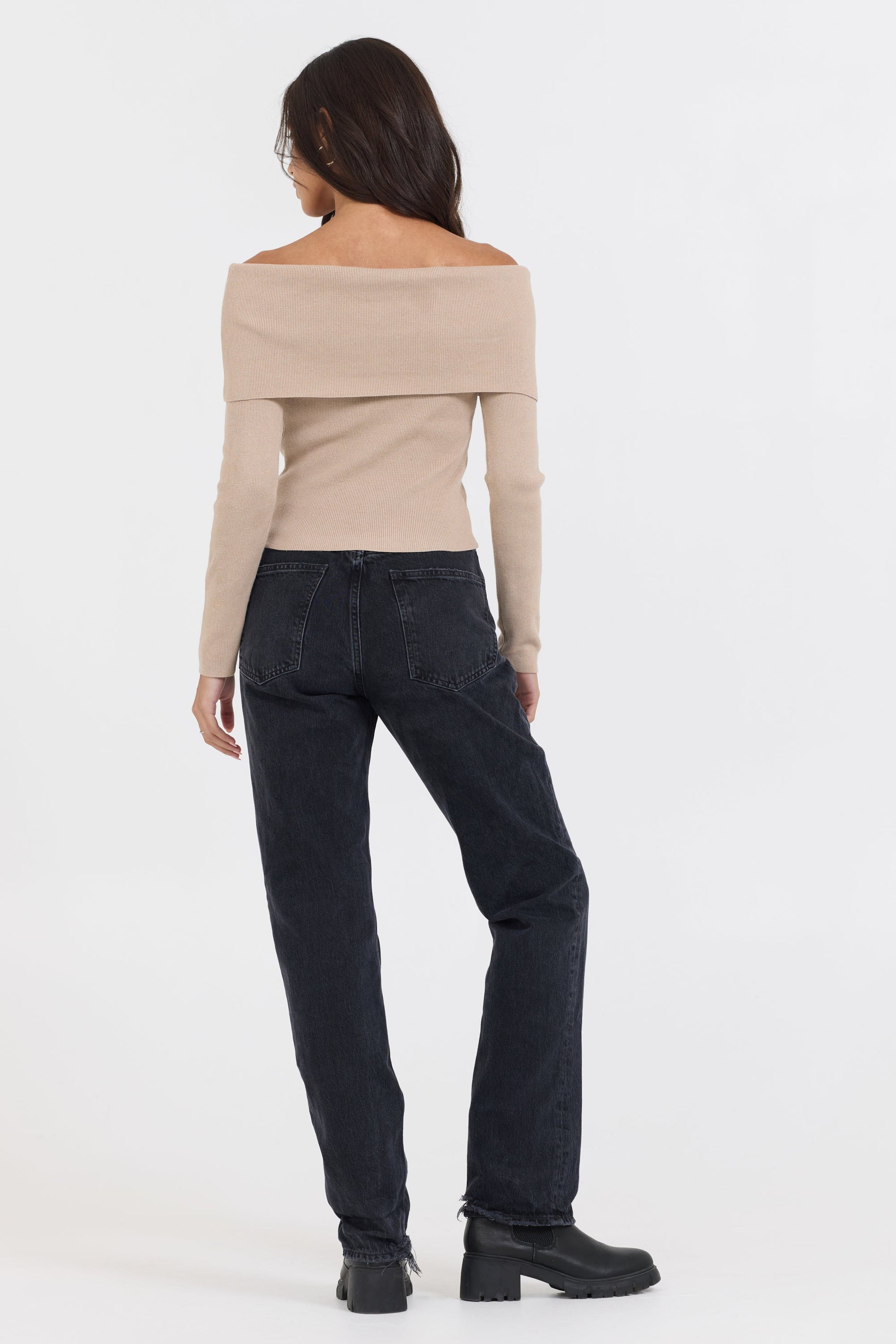 Oatmeal Vintage Havana Heather Oatmeal Off Shoulder Sweater